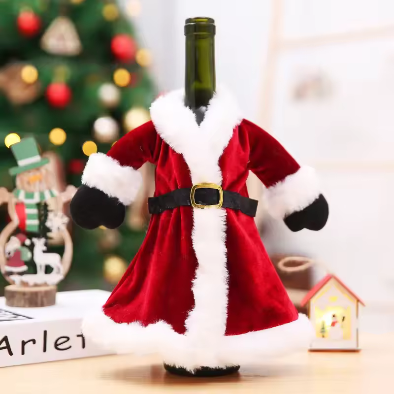 Festive Velvet Wine Bottle Covers Set - Image 2