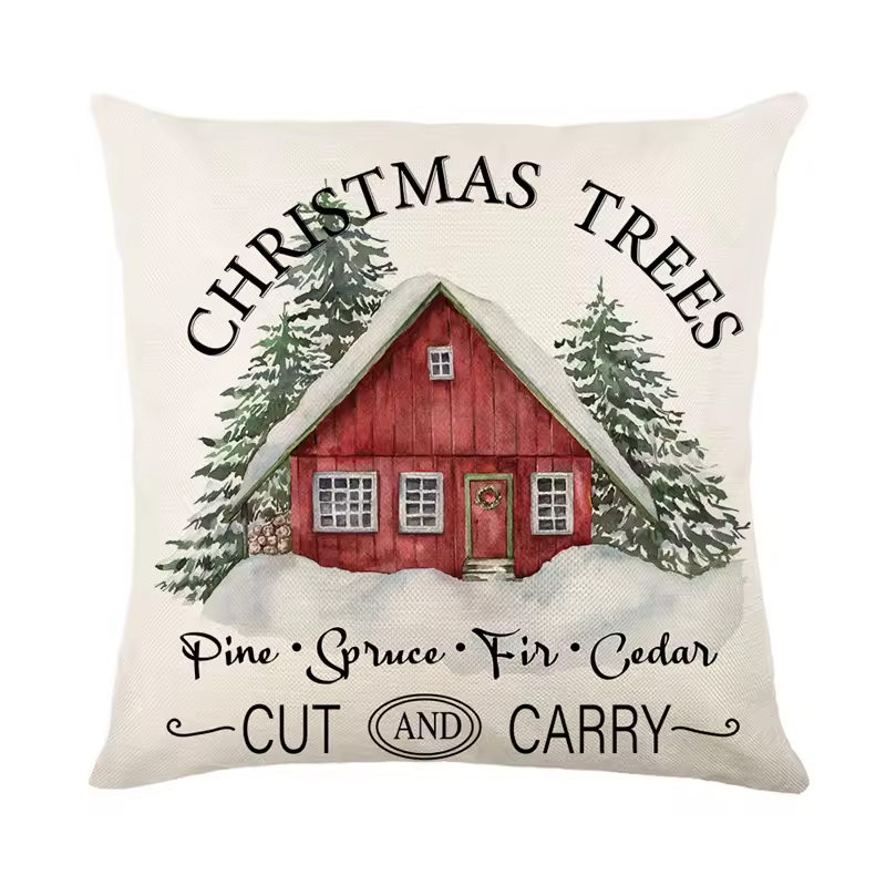 Linen Merry Christmas Pillow Cover - Image 2